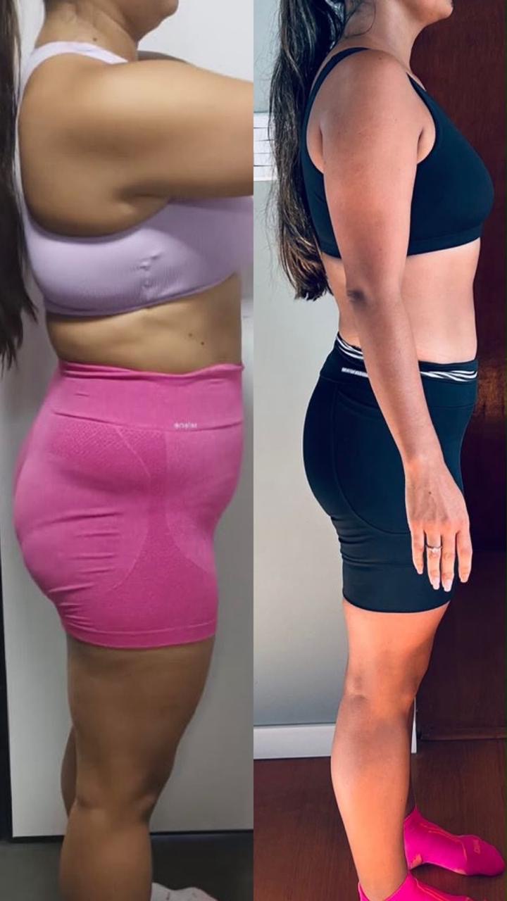 Depoimento de antes e depois, resultado de emagrecimento